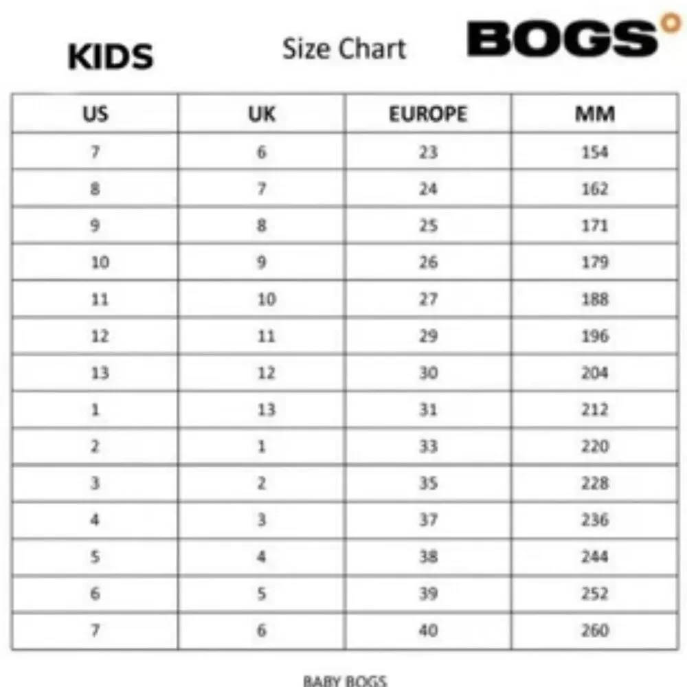 Bogs SLUSHIE Kids Rain and Waterproof Winter Boots - SIZE 1